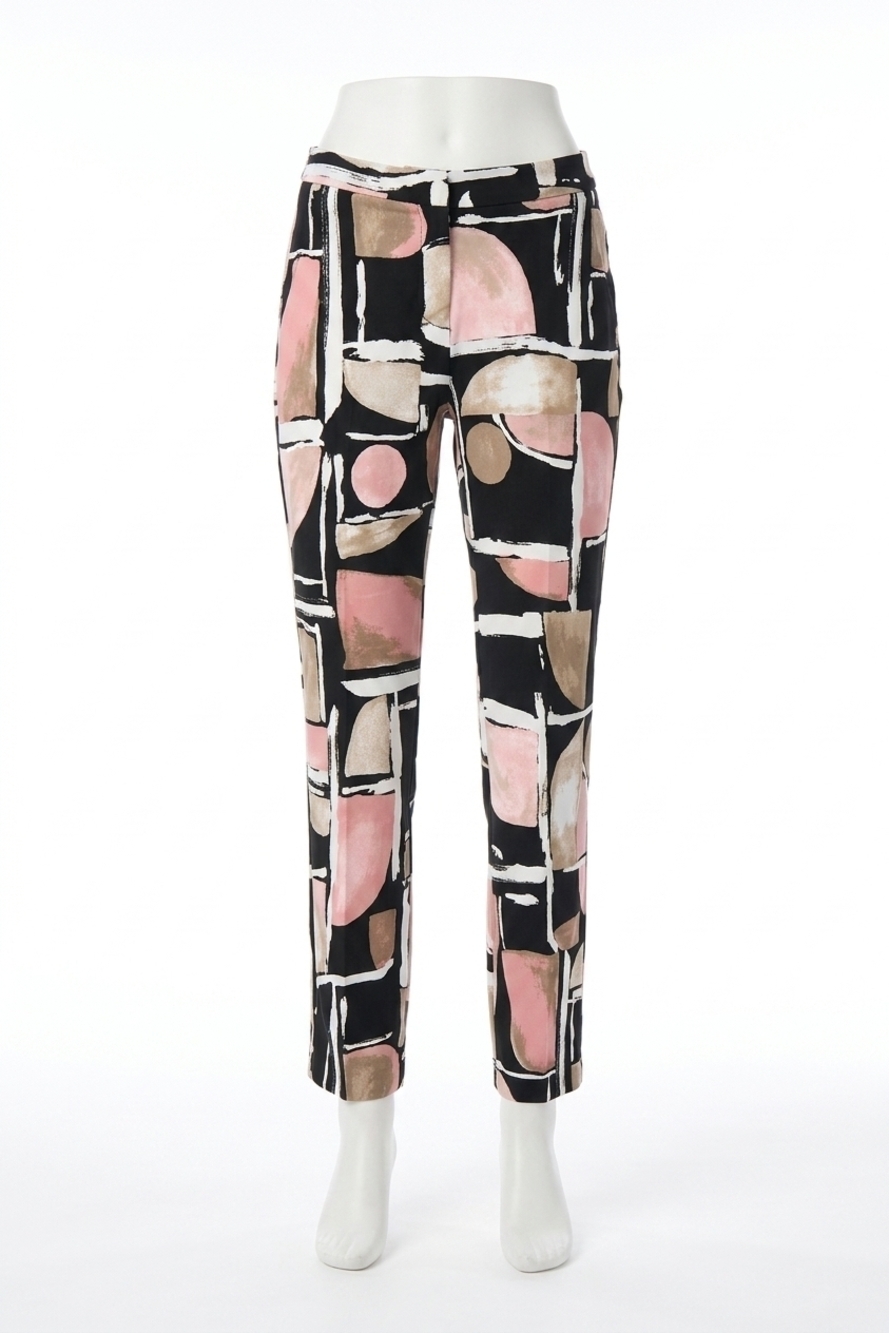 NEW JOSEPH RIBKOFF silky knit abstract print straight pull-on pants